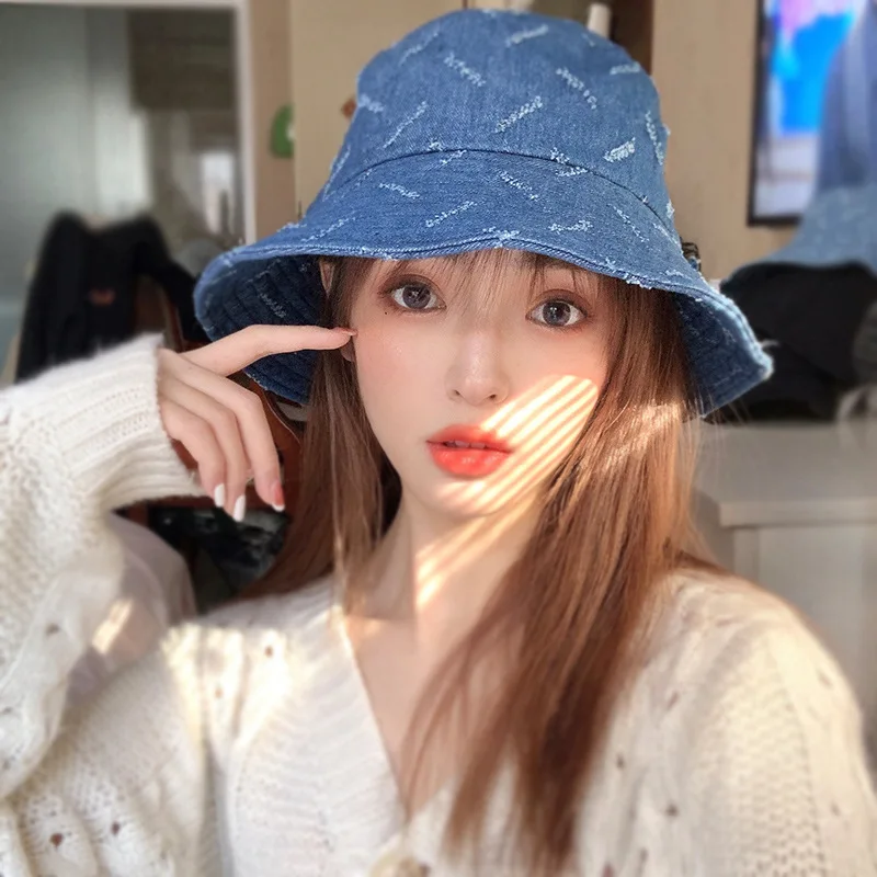 K145 Cowboy Hat Women's Bucket Hat Panama Women's Summer Visor Cap For Girls Fashion Lady Cloth Cap Basin Sunhat cowboy hats