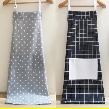 

5 Japanese cotton linen kitchen apron Waterproof and oil Fashion adult work clothing for women and men