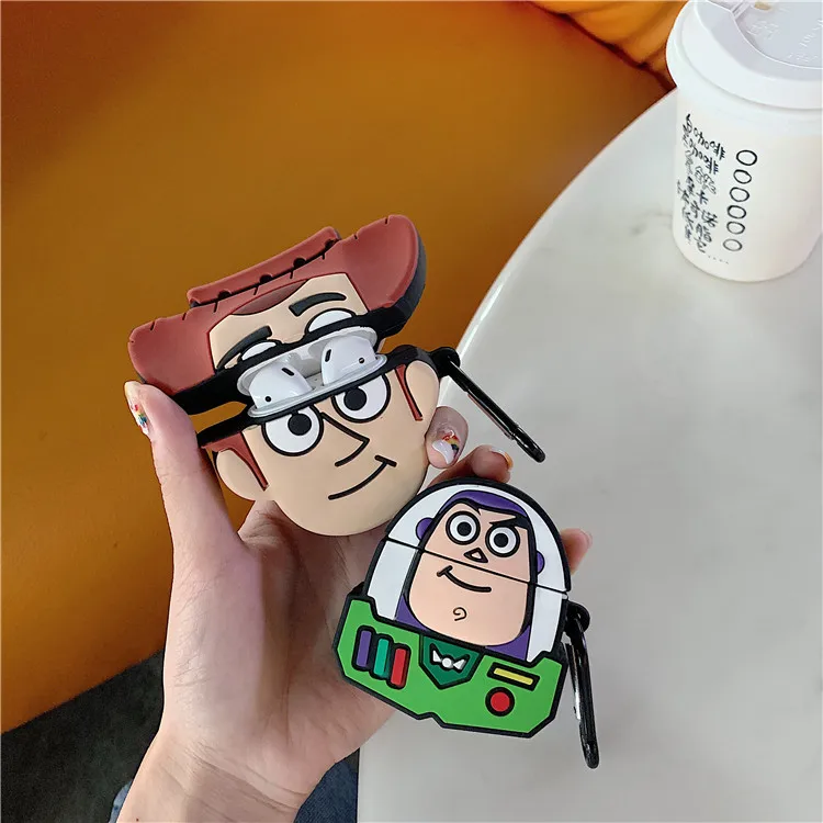 3D История игрушек мультфильма Woody Buzz чехол для наушников Airpods 1 2 Мягкий силиконовый чехол для Apple AirPods чехол с кольцевой пряжкой