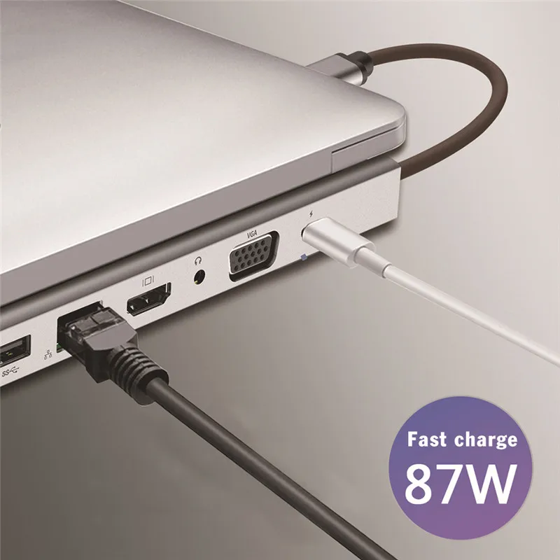 Концентратор адаптер USB C концентратор для USB3.0* 3+ SD/TF кард-ридер+ RJ45 Ethernet+ HDMI+ VGA+ PD зарядка+ 3,5 мм аудио адаптер конвертер для MacBook