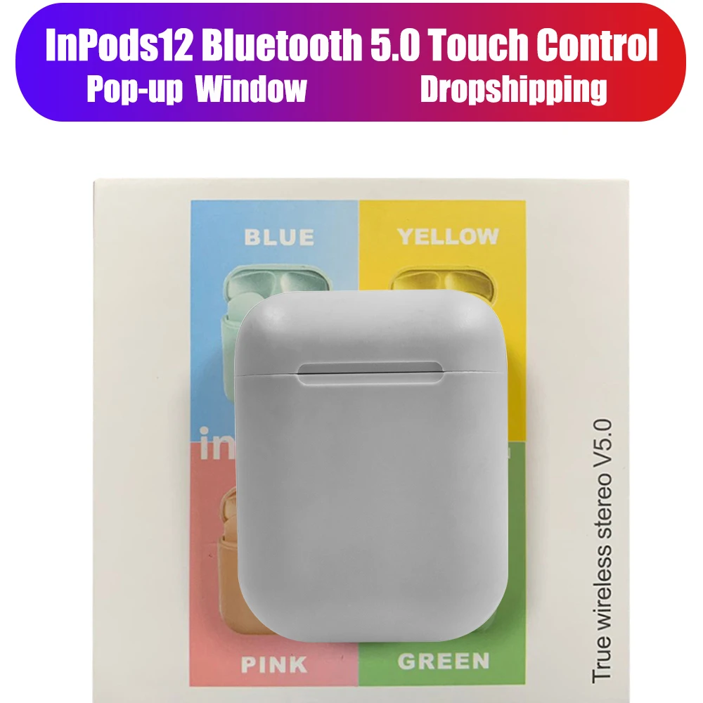 i12D gray box Macaron i12 tws, беспроводные наушники, Bluetooth 5,0, наушники, гарнитура,, сенсорный, всплывающие, настоящие стерео наушники, наушник для телефона - Цвет: i12D gray box