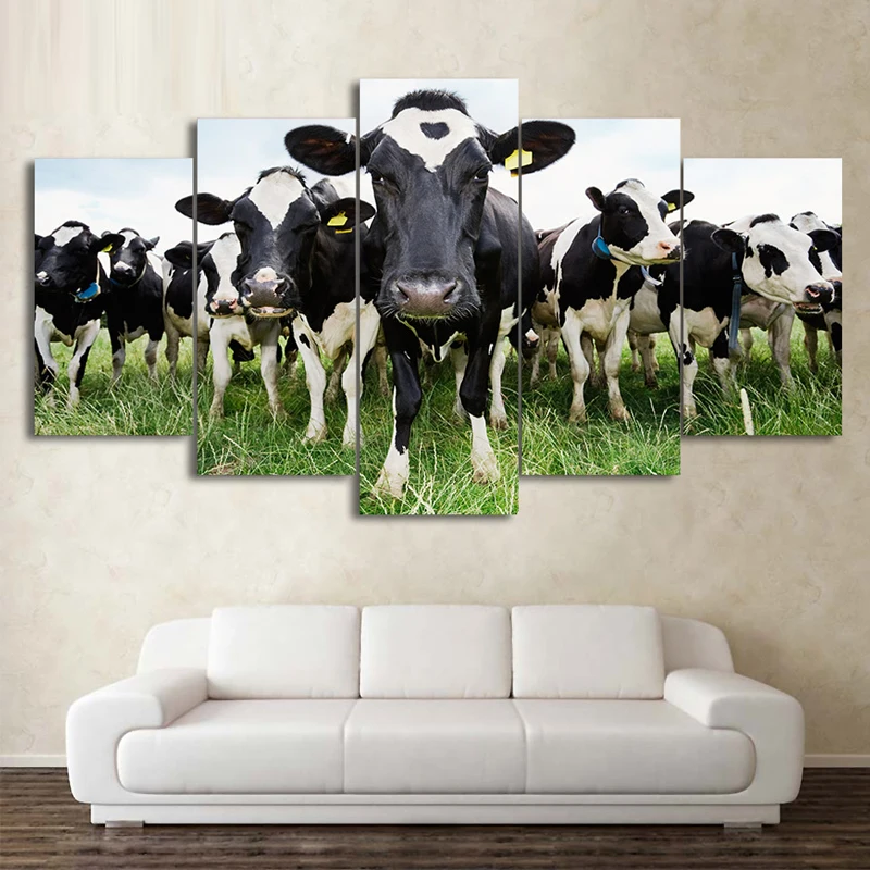ArtSailing-HD-print-5-piece-canvas-art-Milk-Cow-Painting-wall-pictures-for-living-room-posters