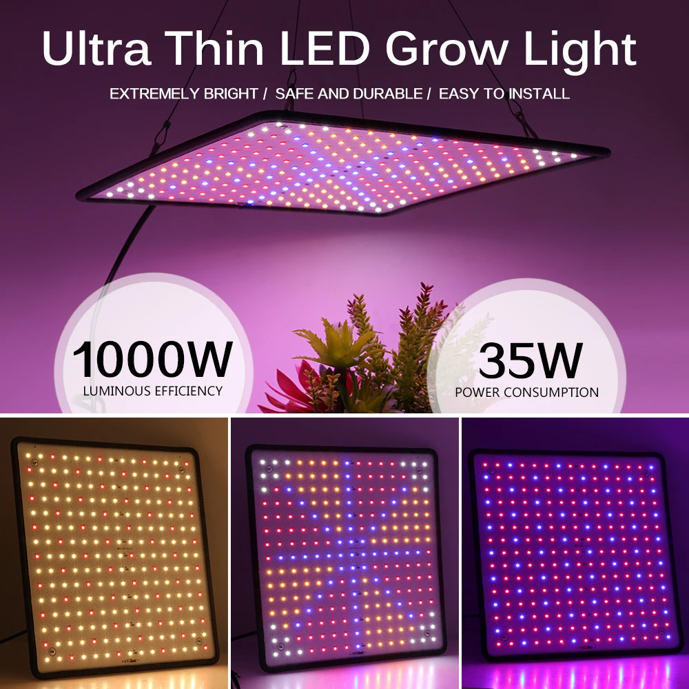 1000W светодиодный Grow светильник Панель полный спектр Фито лампа AC85 240V EU/US вилка для