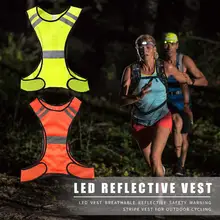 Жилеты для бега, портативный тонкий дизайн, уличный светодиодный жилет, дышащий светоотражающий Предупреждение жилет для ночного бега