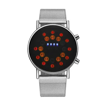 

Ultra-thin Led Ball Watch Student Led Watch Korean Version Of The Men's Watch Personality Trend Fashion Mesh Belt Watch