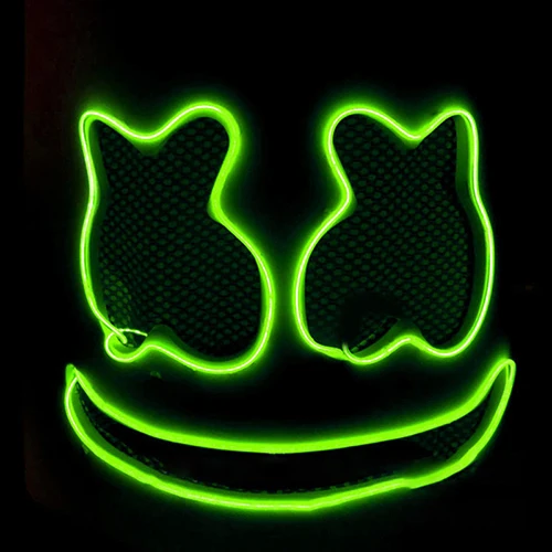 Шлем маска для косплея DJ Хэллоуин вечерние латексные маски светодиодный вечерние бар DJ светодиодный светящиеся маски - Цвет: Fluorescent green