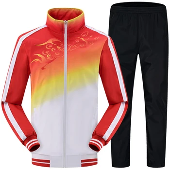 

Men's Sportswear Sets Autumn Spring Unisex Tracksuit 2 Piece Sets Zipper Jackets+Pants Sports Suit Male Fitness Training Suit