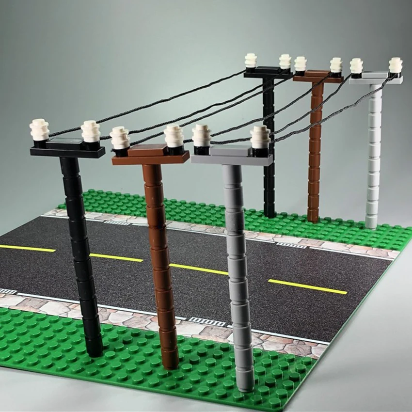 Legoinglys City Street Road MOC Accessories Wire Pole Wire Building Blocks Set Bricks DIY Kids Educational Toys (6)