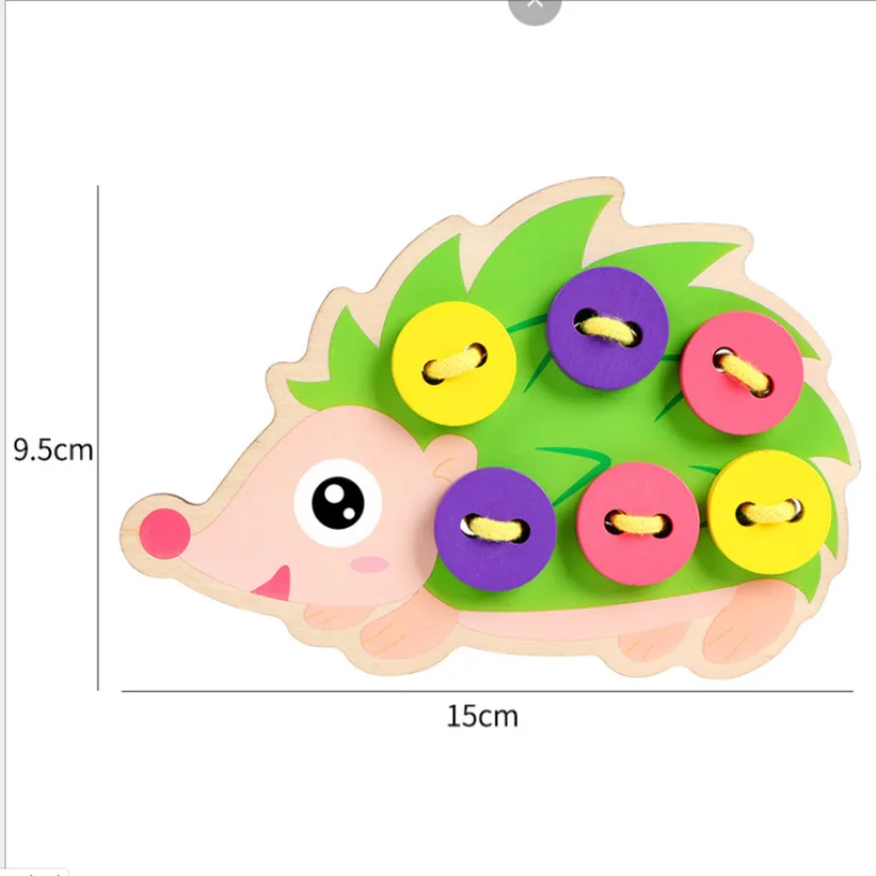 Montessori Toys Educational Wooden Toys for Children Early Learning Beads Lacing Board Toddler Sew On Buttons Teaching Aids