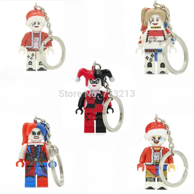 

Harley Quinn DC Super Hero Figure Keychain For Key Custom Ring Key Chain Building Blocks Sets Model Toys Legoing