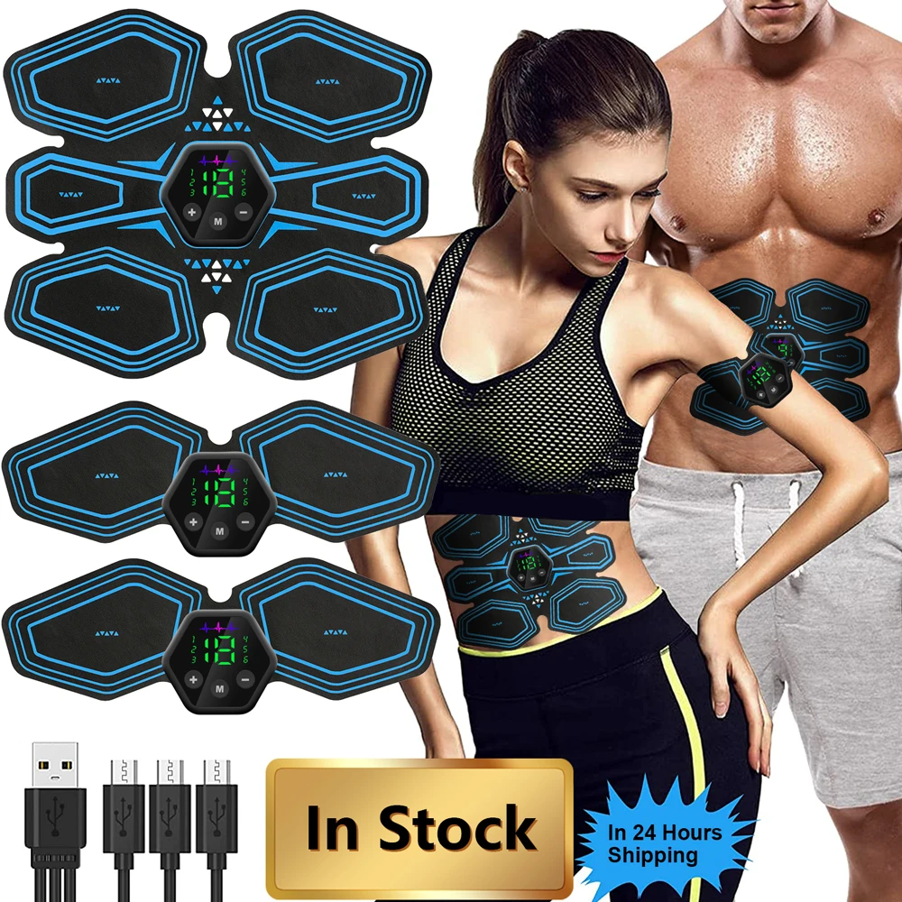 Abdominal Muscle Stimulator Trainer USB Connect Hip EMS Abs Fitness Muscles Electrostimulator Toner Exercise LED 6M 19 Level