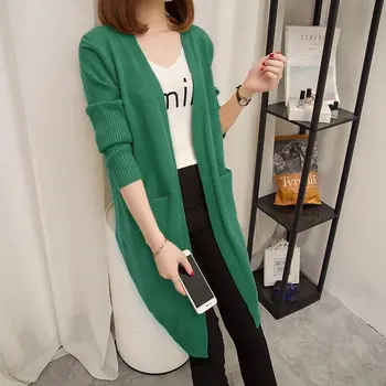 

2020 Women Long Cardigans Autumn Winter Open Stitch Poncho Knitting Sweater female Oversized Cardigan Jacket Coat trench coats