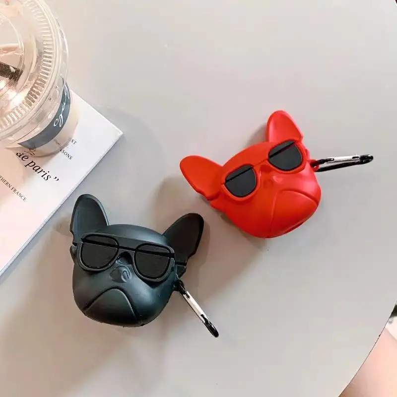 Горячая собака 3D красный мягкий силиконовый беспроводной зарядный чехол для наушников Чехол сумка для Apple AirPods pro 3 Французский бульдог чехол Bluetooth