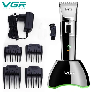 

VGR Professional Digital Hair Trimmer Rechargeable Electric Hair Clipper Men's Cordless Haircut Adjustable Ceramic Blade