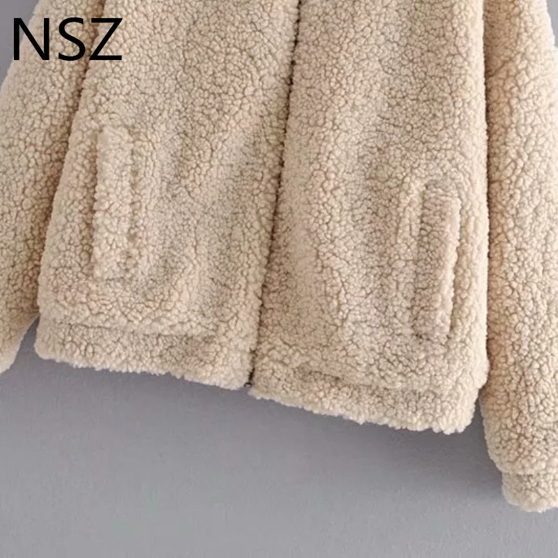 NSZ, Женская куртка-бомбер с плюшевым мишкой, из искусственного меха, лохматое пальто, элегантная, негабаритная, плюшевая, мягкая, флисовая, верхняя одежда, осень-зима