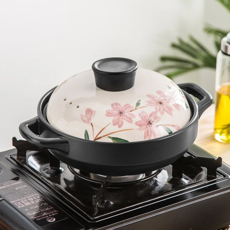 

Household Soup Rice Earthenware Pot Korean Style Hand-Painted Stone Pot Bibimbap for Pot Fuel Gas Rice Noodles Braised Chicken C