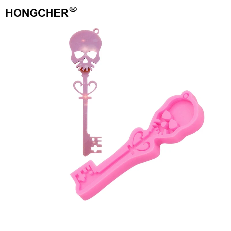 Forma de llave de calavera de Halloween, molde colgante de moda europea y americana, molde de anillo para llaves pendientes, para hornear de cocina, resina mol|Moldes para pasteles| -