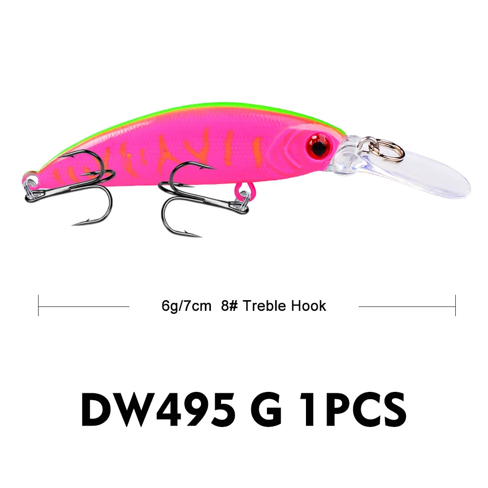 1Pcs Minnow Angeln Locken 70mm 6g Sinking Crankbait Harten Köder Wobbler Künstliche Hecht Karpfen Swimbait Pesca für Hecht Forelle – Detail 8