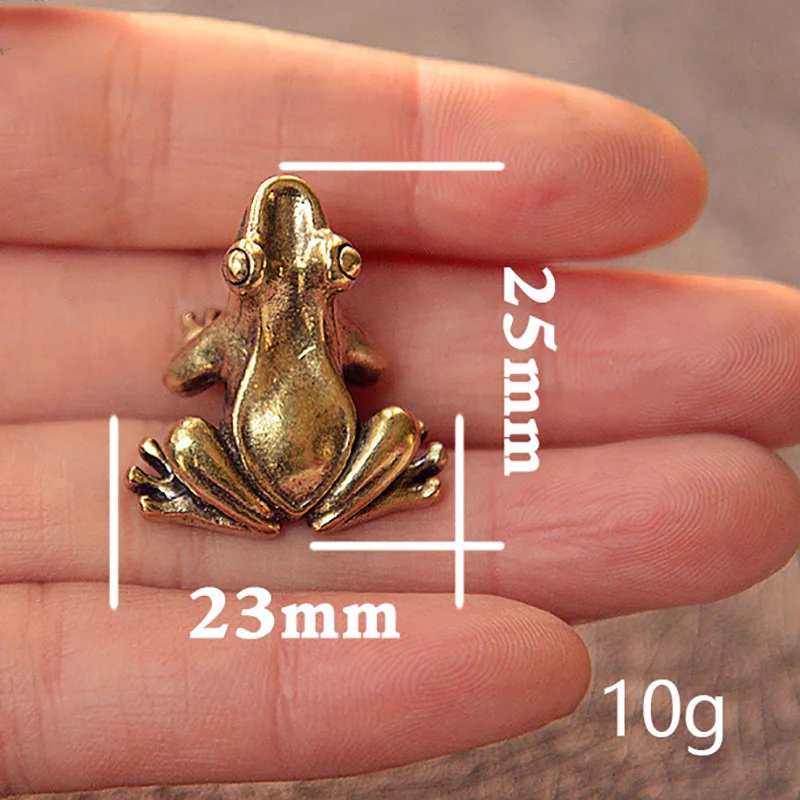 Retro copper frog figurines miniature desktop ornament decorations accessories metal brass animal toad tea pet decors ornament crafts miniature ornament miniature figurines