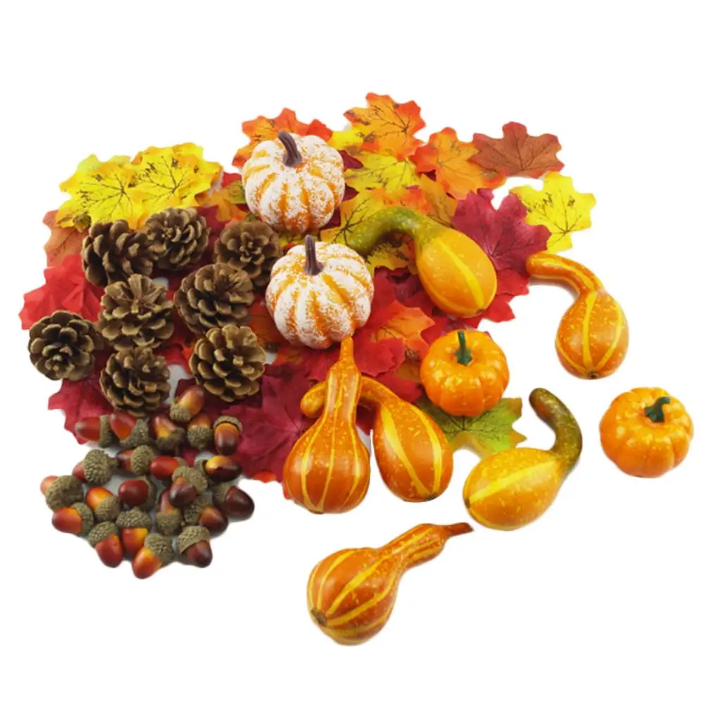 

Artificial Autumn Mini Pumpkin Pinecones Leaves Acorns Berries Decoration Kit For Halloween Thanksgiving Simulation Pendant