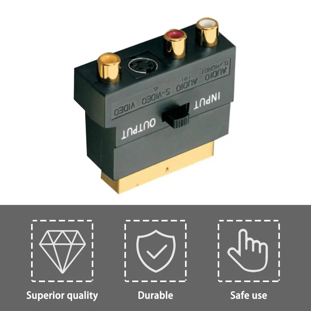 Адаптер SCART AV Block To 3 RCA Phono Composite S Video с переключателем In/Out Scart to SVHS Adapter для видео DVD