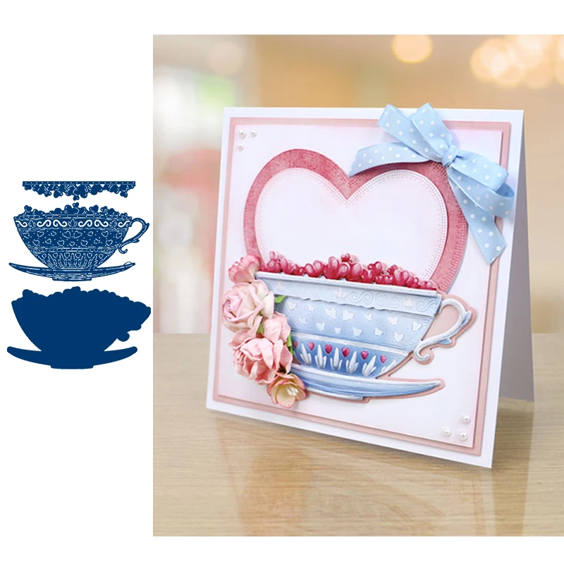 Металлические Вырубные штампы Love Cup Серебряный трафарет для скрапбукинга