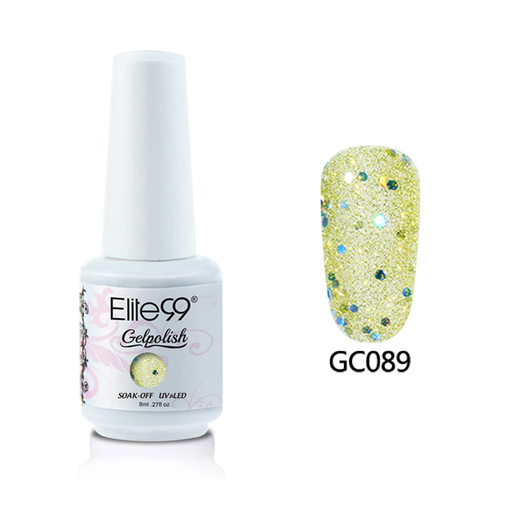N-GC089-8ML Elite99 8 мл Алмазный Блеск Цвет ногтей гель краски Лак блестящие узоры для ногтей с блестками гель лак удаляющийся замачиванием Светодиодный УФ-гель для ногтей - Цвет: N-GC089-8ML