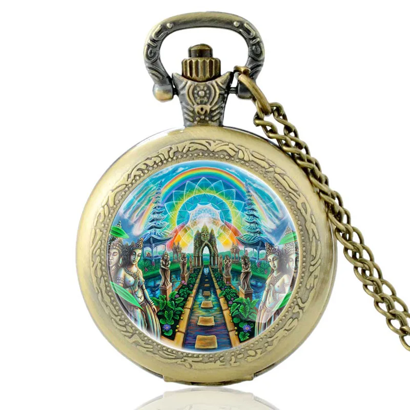 

Hinduism Glass Dome Quartz Pocket Watch Charm Men Women Necklace Pendant Jewelry Gift