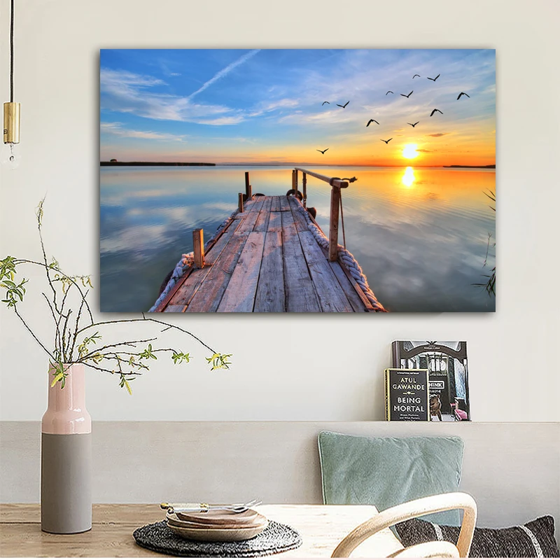 RELIABLI арт море голубое небо закат картины пейзаж живопись на холсте Wall ART Для