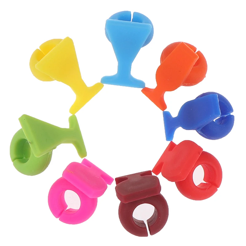 8pcs Silicone Wine Glass Shape Wine Glass Marker Drinking Cup Identifier