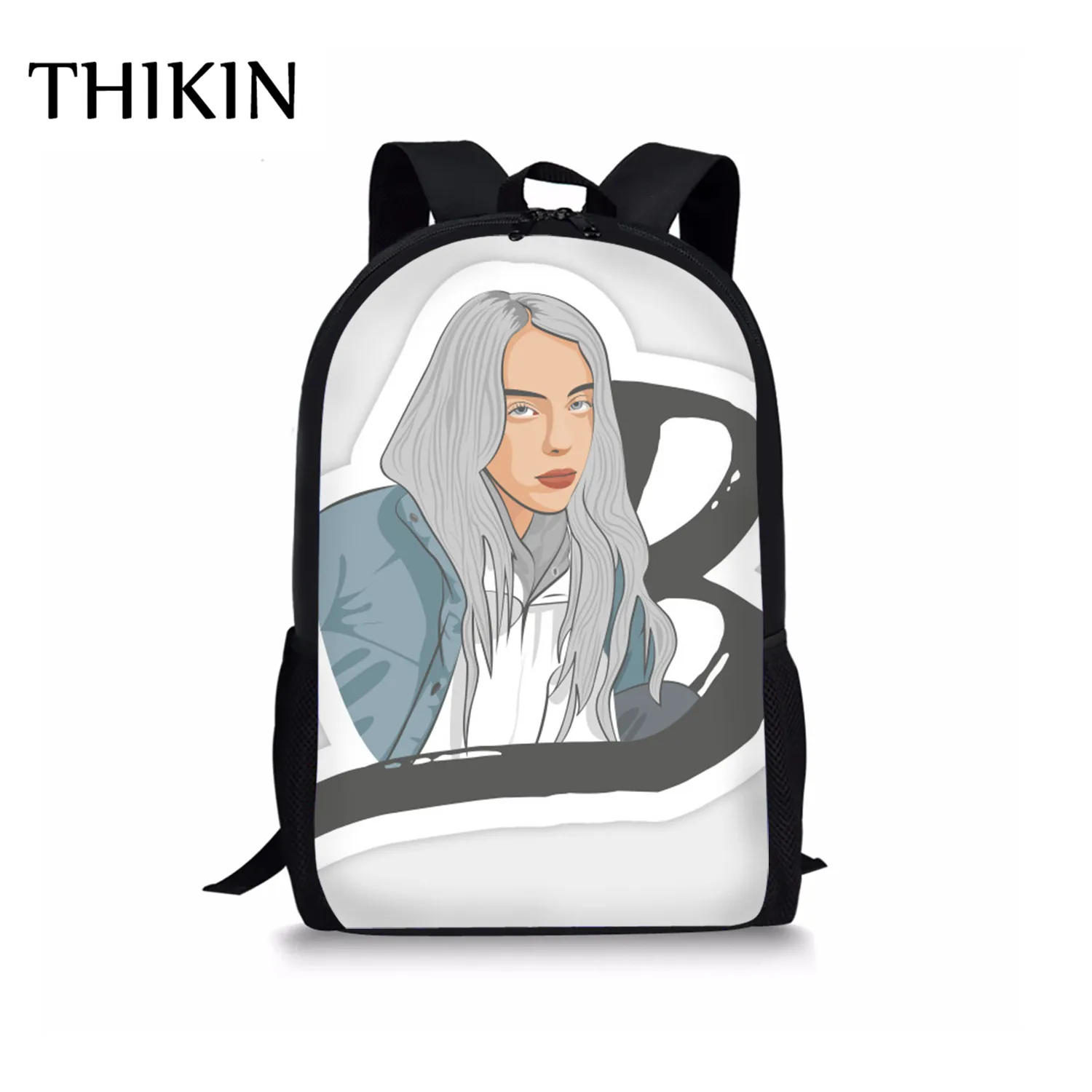 Рюкзак THIKIN Sunflower Billie Eilish с принтом, 3 шт., школьные сумки для девочек-подростков, популярная Повседневная сумка, певица, раппер, пенал - Цвет: As picture