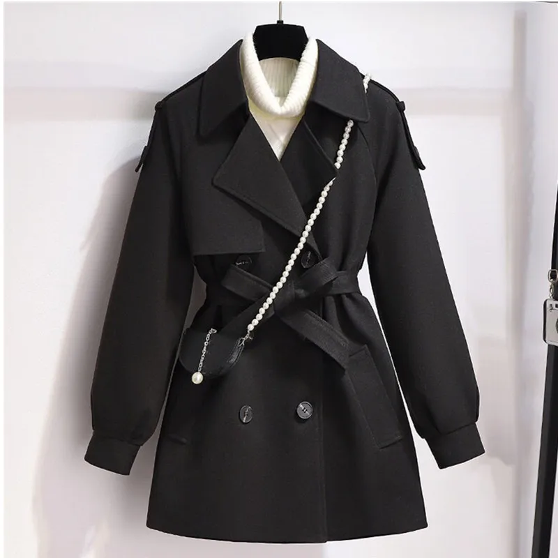 Femme Wool Jacket Women 2023 New Autumn Winter Coat Female Outerwear Short Windbreaker Long Sleeve Tops Black Overcoats