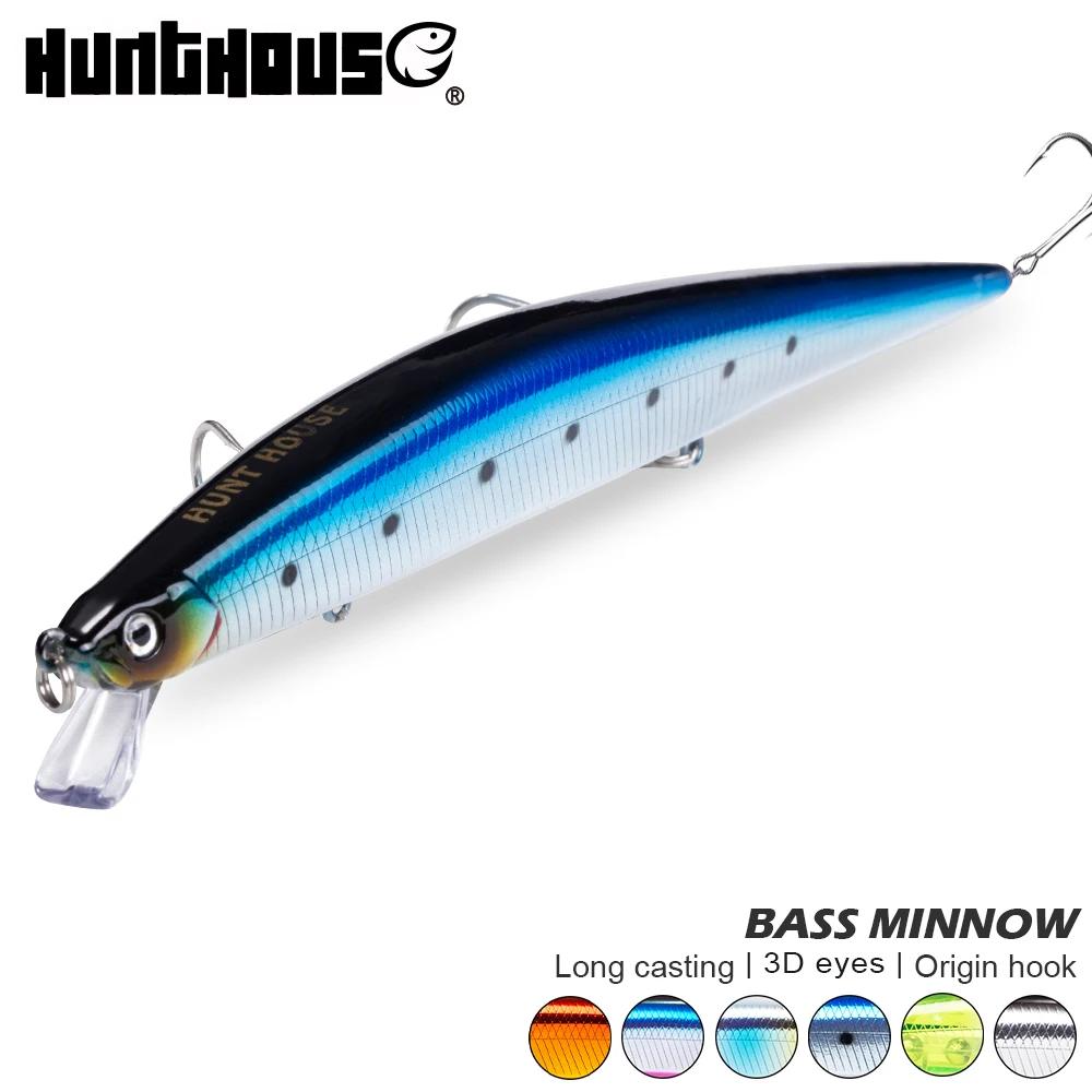 

Hunthouse fishing lure jerk minnow bait slim tide minnow bait wobber fishing lure seabass swimbait sinking minnow saltwater