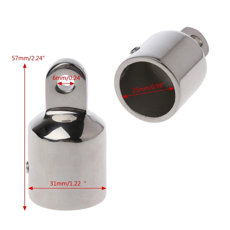 Stainless Steel Bimini Top Eye End Cap For 0.98'' Pipe Marine Boat