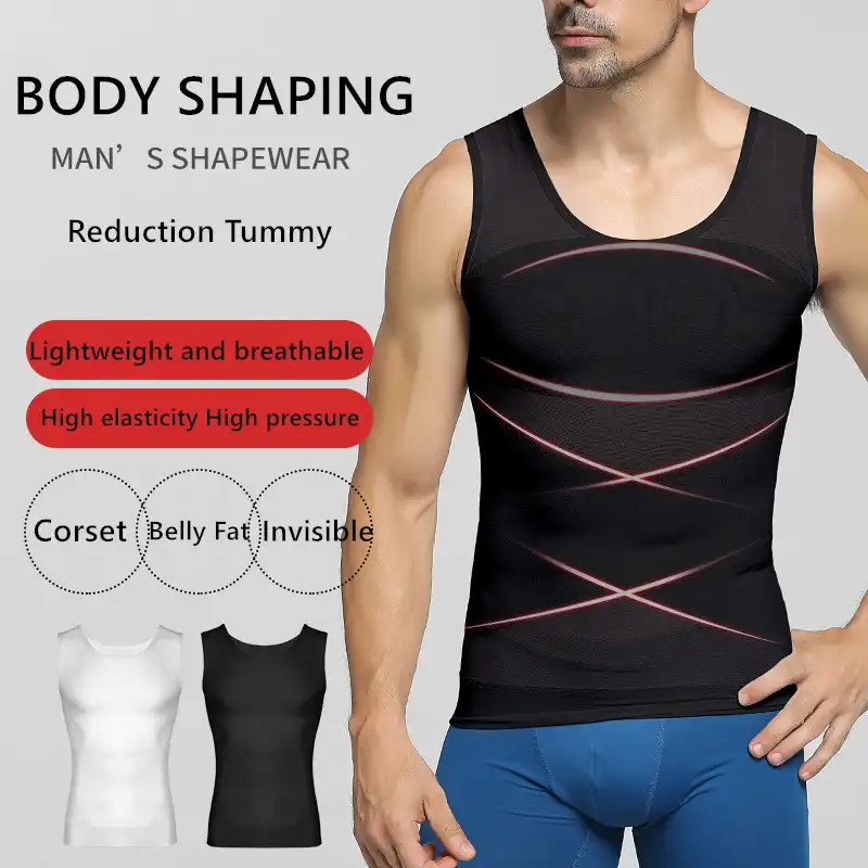 Men Body Slimming Tummy Shaper Belly Underwear Shapewear Waist Girdle Shirt Vest