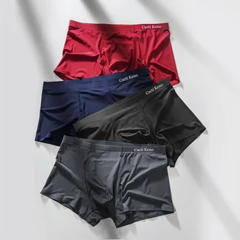 

3pcs/lot Men Underwear Summer Ice Silk Seamless Arm Boxer Shorts Breathable Solid Color Four-corner Men Underwear Plus Size L-5L