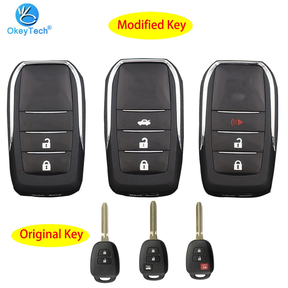 

OkeyTech Modified Flip Folding Remote Control Car Key Shell Case For Toyota Reiz Corolla Camry RAV Prado 2014 2015 TOY43 Blade