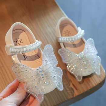 

Little Girls Leather Shoes 2020 New Princess Fashion Spring Bow Baby Soft Leather Shoes Girl Pearl Party Shoes