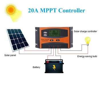 

Solar MPPT 20A Charge Controller Dual USB LCD Display 12V 24V Solar Cell Panel Charger Regulator with Load Solar Charge