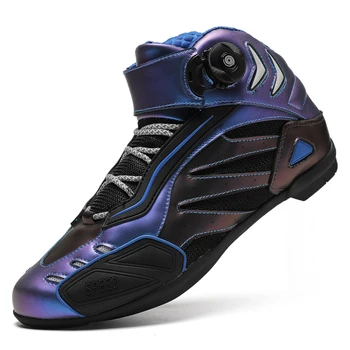 

Motorcycle Boots Men Ankle Locomotive Motocross Racing Boots Off Road Bike Shoe Self-Locking Women Riding Boots