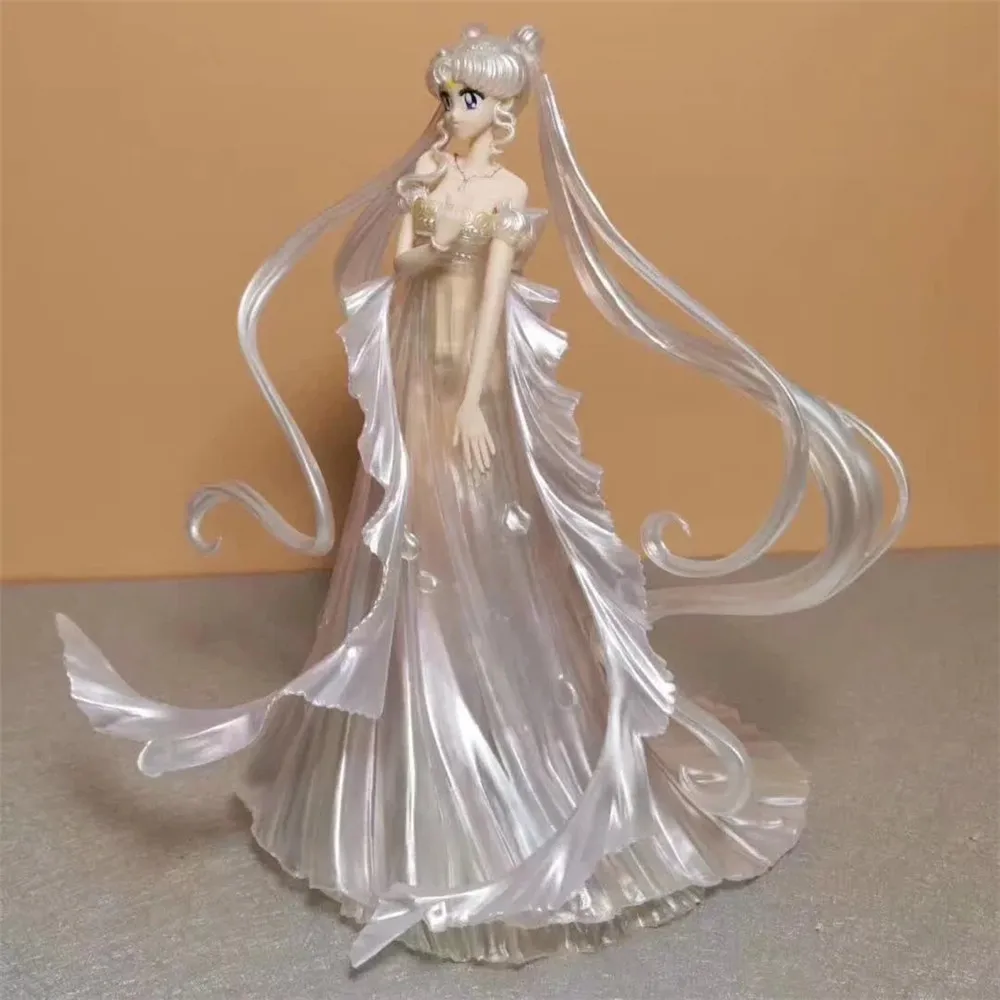 Anime Sailor Moon Wedding Dress Tsukino Usagi Transparent Toy Figure Model 25cm