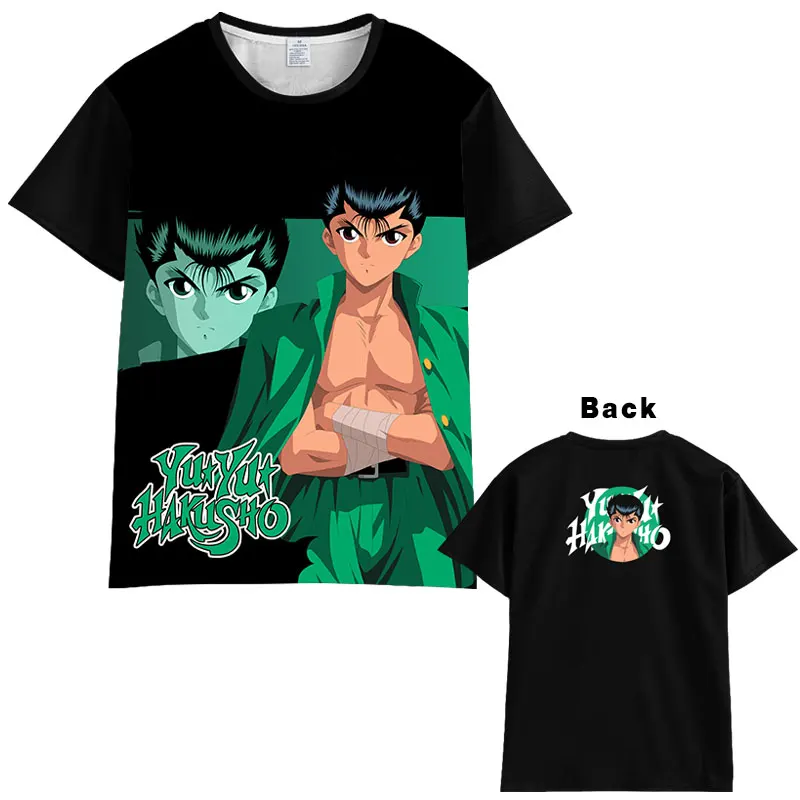 Японское аниме YuYu Hakusho Футболка мужская женская с коротким рукавом летнее платье мультфильм yu hakusho топы унисекс Harajuku футболка