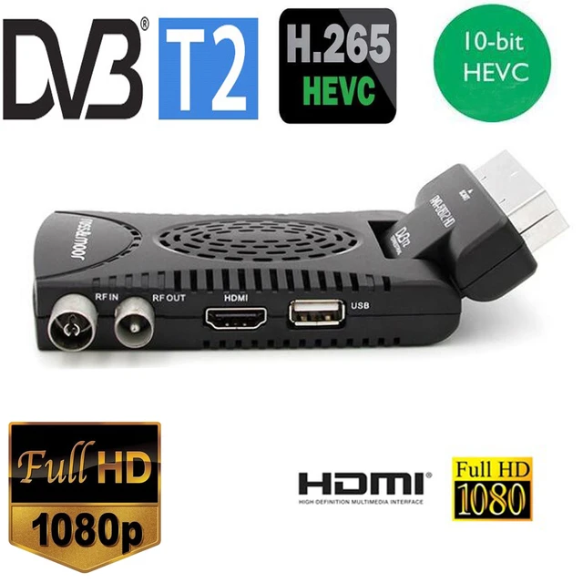 Decodificador de televisión Digital con salida AV, sintonizador Mini H.265  HEVC 1080P Dolby AC3 HD