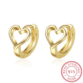

LEKANI Classic Genuine 925 Sterling Silver Romantic Heart Love Shape Hoop Earrings for Women Fashion Earrings Jewelry SCE447