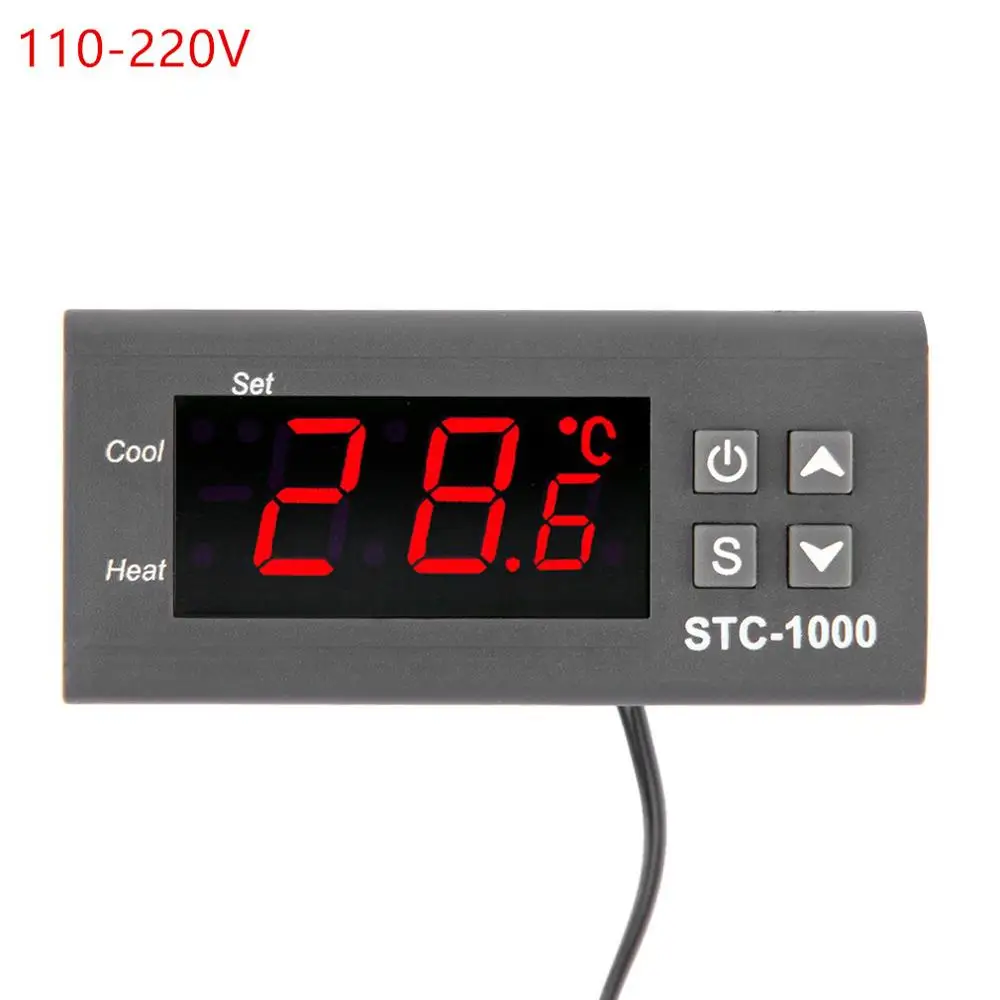 110-220v Черный цифровой STC-1000 12 V/24 V 110-220v мультицелевой терморегулятор Термостат с датчиком инструмент диагностики - Цвет: 110-220v