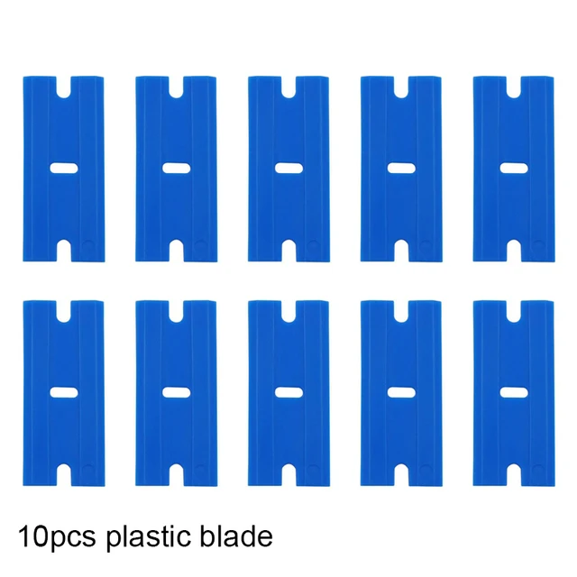 Car Window Glass Sticker Clean Razor Scraper Ceramic Razor Blade Tint Vinyl Wrap Glue Squeegee Remover Cleaner 10pcs blue blade