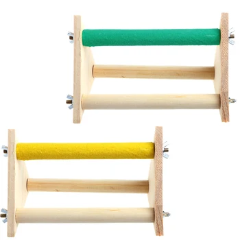 

Fun Pet Parrot Bird Perch Stand Play Toys Gym Wooden Activity Table Playstand