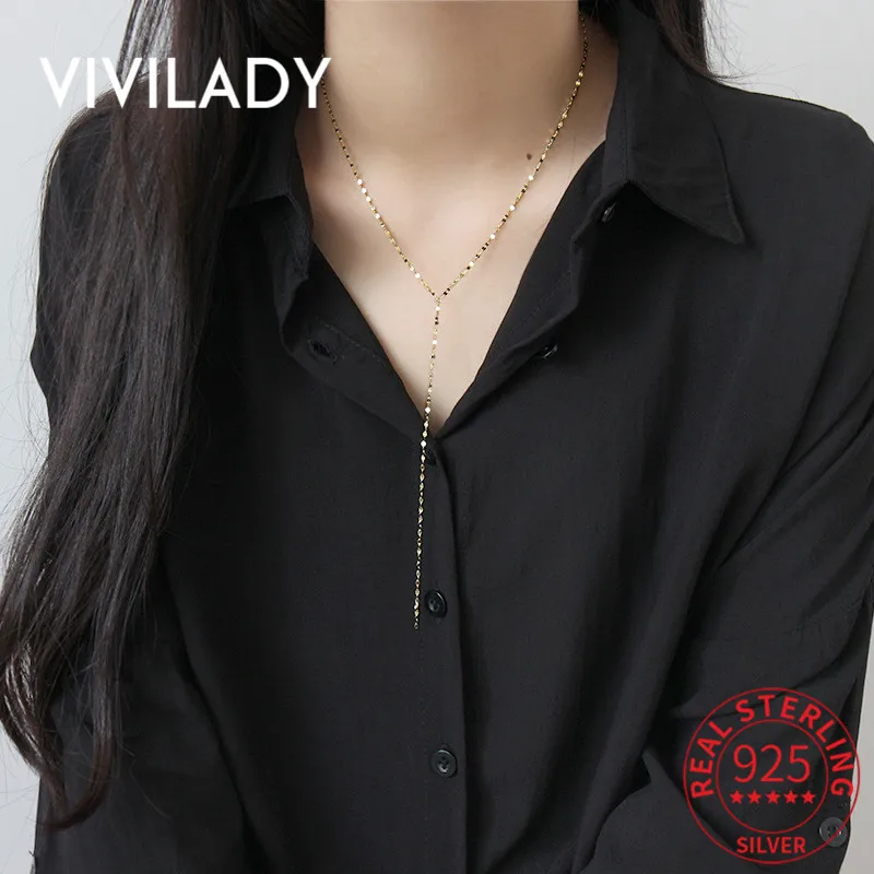 VIVIADY 925 пробы серебряная Минималистичная стильная длинная с кисточками плитка