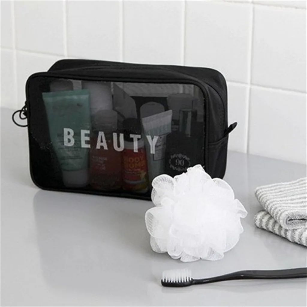 Make up bag cute cosmetic bag organizer BEAUTY New Mesh Breathable Admission Package Wash Cosmetic Pouch Change D300622