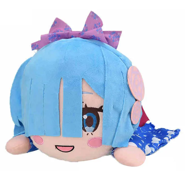 Anime Re: Life in A Different World From Zero Rem Ram Japanese Kimono Lying Down Big Plush Stuffed Pillow Cosplay Doll Toy 40cm